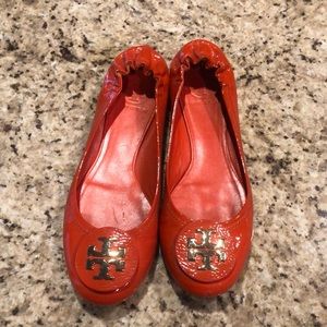 Orange patent Tory Burch flats - gently used